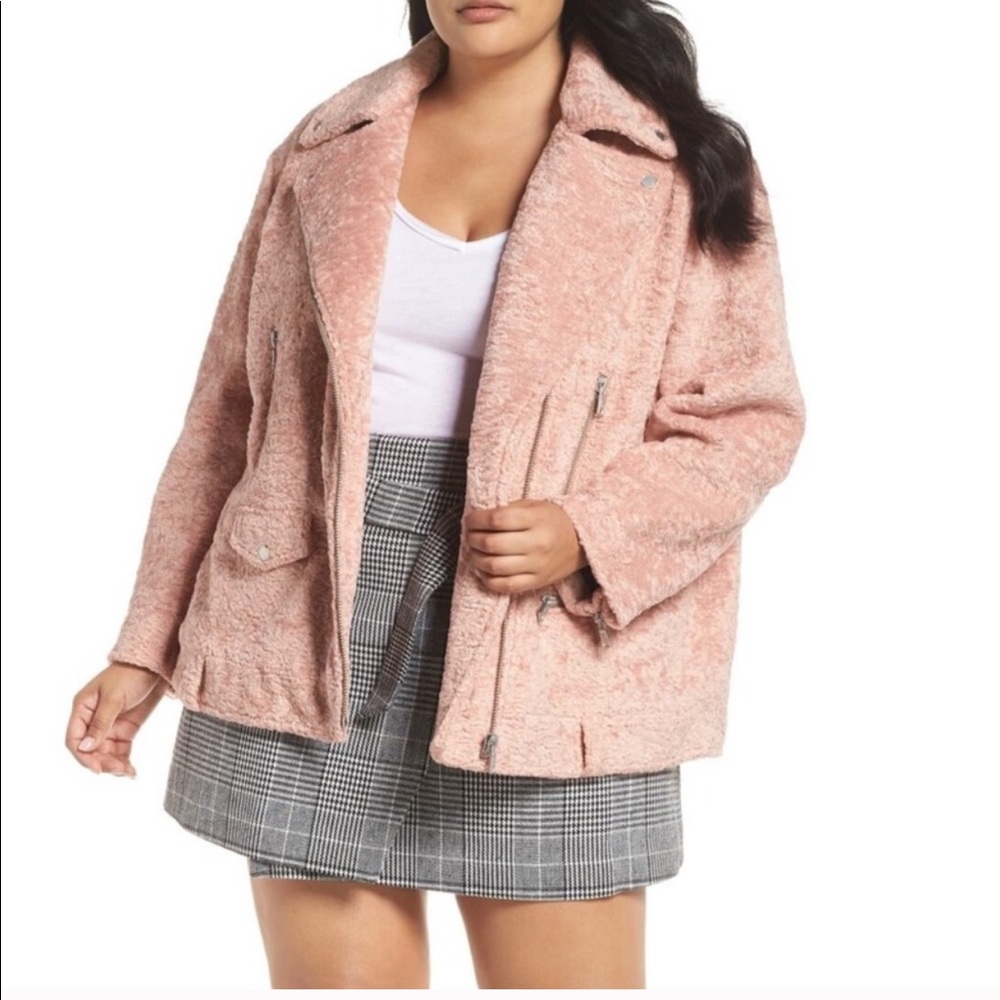 Avec Les Filles Faux Fur/Shearling Moto Jacket